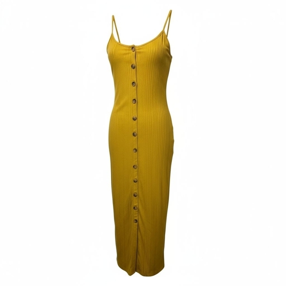 Fashion Magazine Dresses & Skirts - Magazine Mustard Button-Down Midi Dress